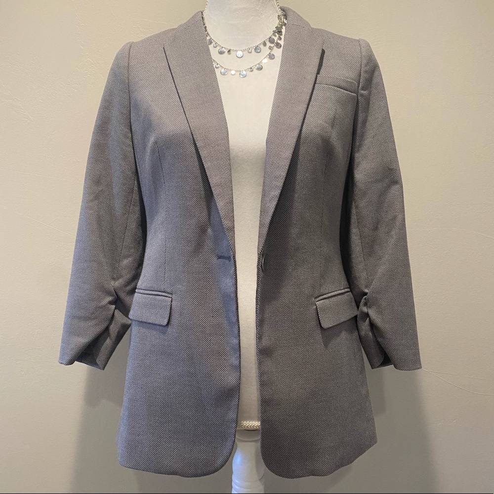 The Limited Gray Ruched 3/4 Sleeve Blazer Size Small